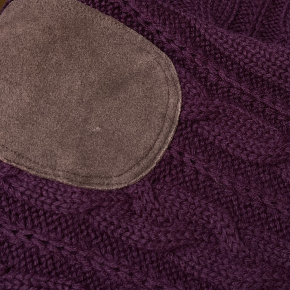 Vintage Hand Made Cable Knit Elbow Batch Oversized Aran Sweater Preppy Academia - Picture 6 of 8